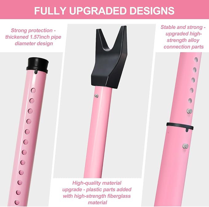 Rerishom Door Security Bar, Door Stoppers Security bar,Heavy Duty Door Lock Security Door Jammer Door Stopper for Apartment, Hotel Room,Screen Door Hardware, Gate Lock Bar(2 Pack,Pink)