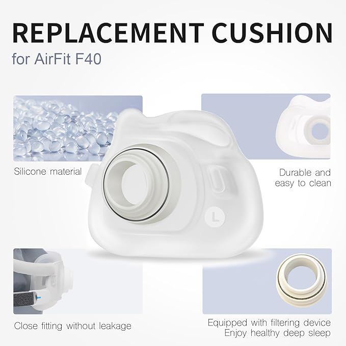 2 Packs Reliable Silicone Cushion for AirFit F40 Full Face Replacement Cushion (L)