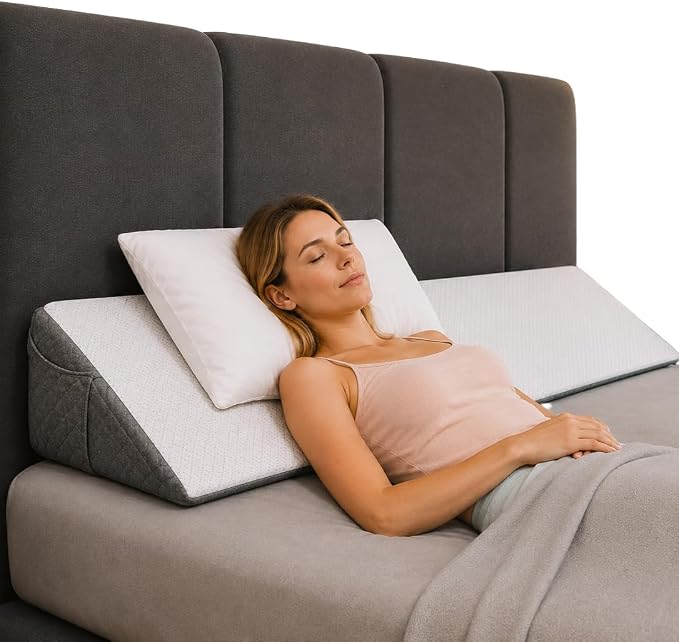 Kolbs Bed Wedge Pillow for Sleep Apnea, FSA Eligible Acid Reflux, and Back Pain Relief, with Chic Jacquard Cover - Headboard Wedges for Sleeping (Full Headboard Wedge Pillow - 54")