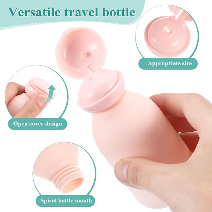 Healeved Travel Bottles 4-Pack 3.93 Inch Refillable Plastic Toiletry Containers for Shampoo Lotion Conditioner Travel Size Squeeze Bottles Portable Leak-Resistant