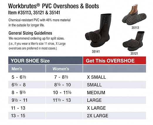 Tingley Workbrutes 35141 Waterproof PVC 14-Inch Height Overshoe, Extra-Large, Black