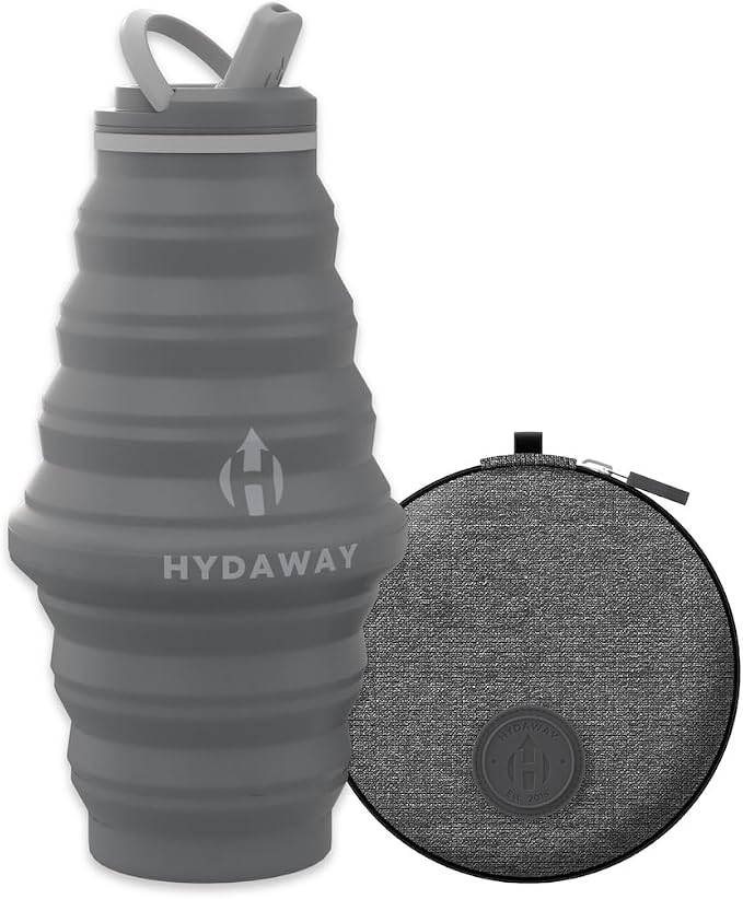 HYDAWAY Hydration Travel Pack - 25oz Collapsible Water Bottle with Flip-Top Lid and Protective Travel Case - BPA-Free, Leak-Resistant, Reusable Bottle for Traveling, Hiking, and Daily Use