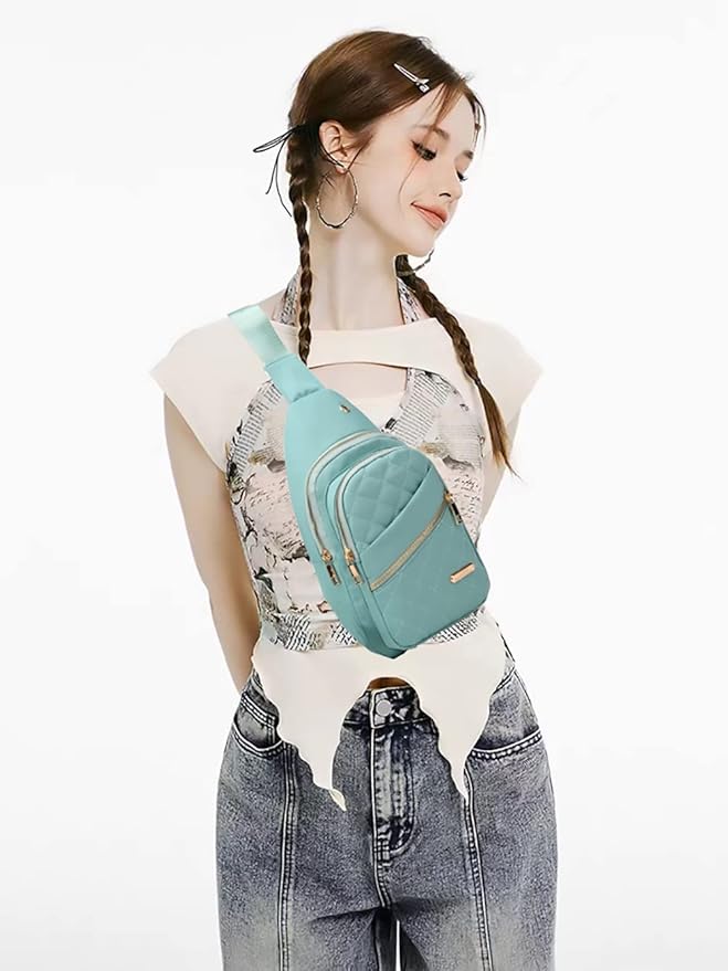 AOSTIHOT Crossbody Small Sling Backpack Sling Bag for Women, Chest Bag Daypack Crossbody for Travel Sport Running Hiking Green