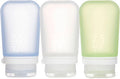 humangear GoToob+ Bottles - Silicone Leak-Proof Travel Tubes for Toiletries, Camping & TSA Carry-On (3-Pack), Medium (2.5 fl oz; 74ml), Clear/Green/Blue