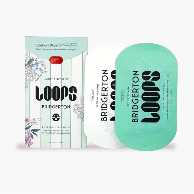 LOOPS Beauty Bridgerton™ NETFLIX (Happily) Ever After Set -The Best Hydrogel Korean Face Masks for Every Skin Moment Face Mask - 2 Hydrating Masks - Clean Slate and Dew Cloud - 2pc