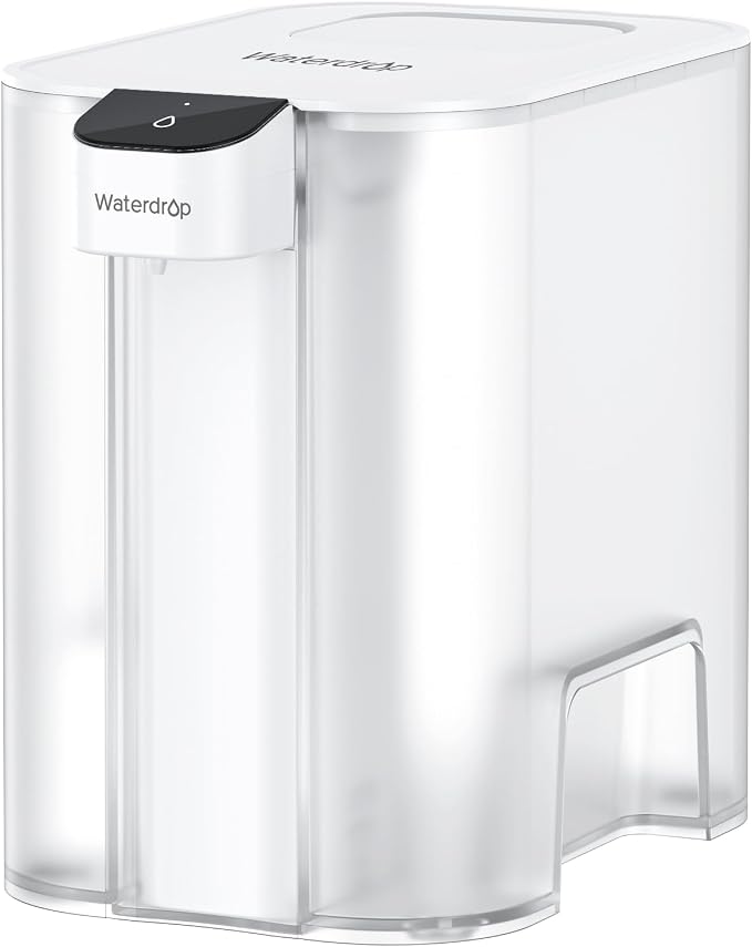 Waterdrop ED04W-L Mega Electric Water Filter Dispenser, Large 27-Cup, 200-Gallon Rechargeable Instant System, NSF/ANSI 42&53&401&372, Reduce PFOA/PFOS, Lead, Chlorine, Does not Lower TDS, White