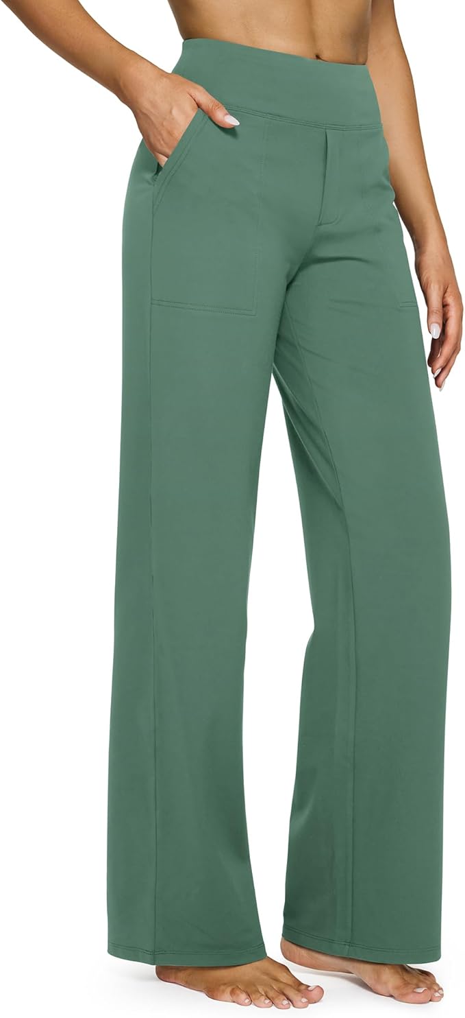 G4Free EverGoing Yoga Pants Women Wide Leg Pants with Pockets High Waist Stretch Dress Casual Sweatpants Petite/Regular/Tall
