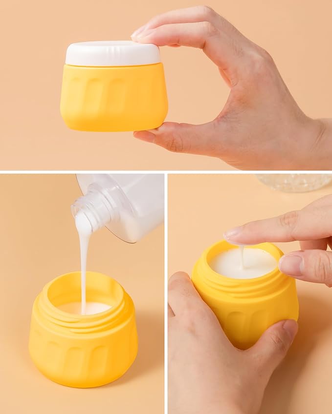 Mrsdry Travel Size Toiletries 8 Pack, TSA Approved 3oz Silicone Squeeze Bottles & Cream Jars with Clear Travel Bag