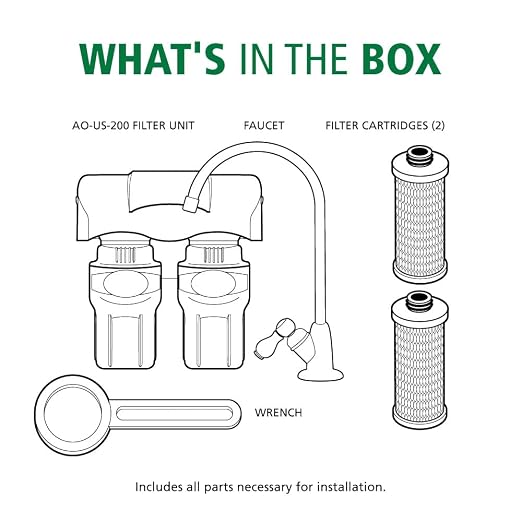AO Smith Under Sink Water Filter System - Reduces PFAS, Lead, & Chlorine in Drinking Water - Under Counter Claryum Filtration for Kitchen - 2-Stage - AO-US-200