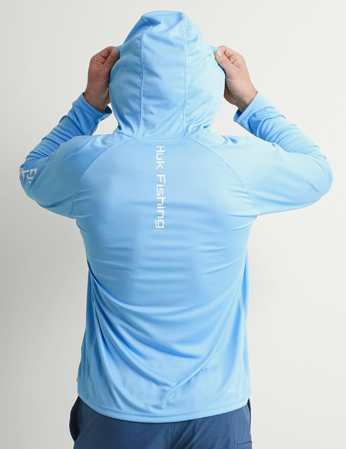 HUK Mens Pursuit Vented Long Sleeve Hoodie, Fishing Shirt with Hood