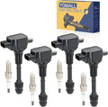 4PCS UF350 Ignition Coils + 4PCS 4469 Iridium Spark Plugs Ignition Coils Pack Fits for 2002-2006 Altima, 2002-2006 Sentra 2.5L, Coil Pack Set Aftermarket Parts