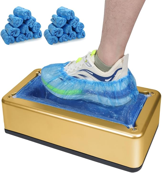 Automatic Shoe Cover Dispenser Machine with 200pcs Disposable Non-Slip Waterproof Covers - Fits Safety Shoes US 6-11- for Home，Office，Factory - Easy Load & Hygienic Design