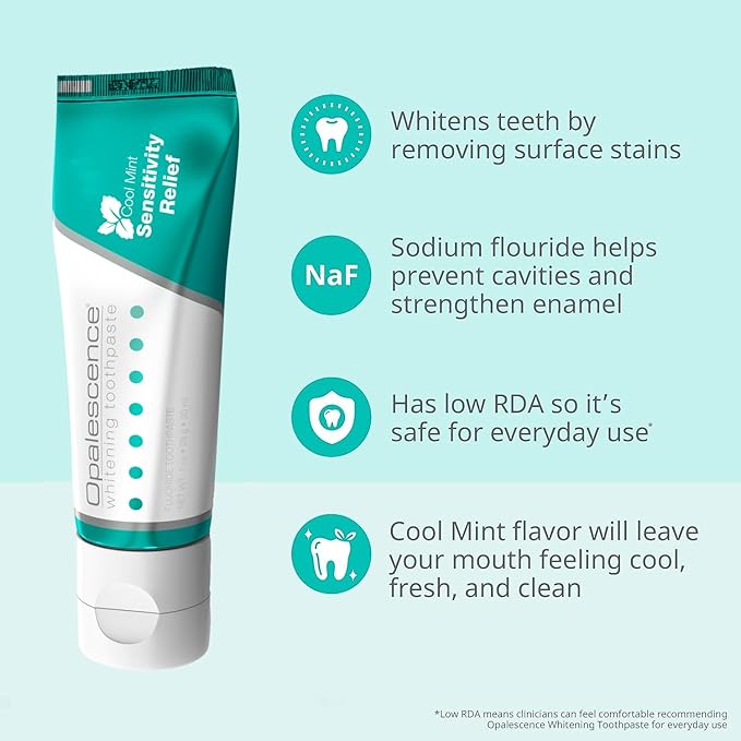 Opalescence Sensitive Whitening Toothpaste, Travel Size 1 Ounce (6 Pack) Fluoride Teeth Whitening Toothpaste for Sensitive Teeth. Mint Flavor, 3472-6
