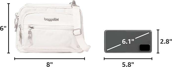 Baggallini Triple Zip Small Crossbody Bag for Women - Lightweight Convertible Fanny Pack Belt Bag