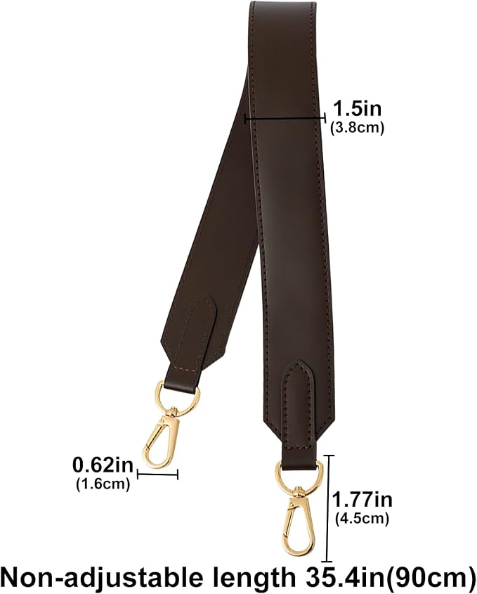 jiesinlov Vachetta Leather Straps Replacement Bag Shoulder Strap for Neverful Tote Handbag(W1.5in,L35.4in-Coffee)