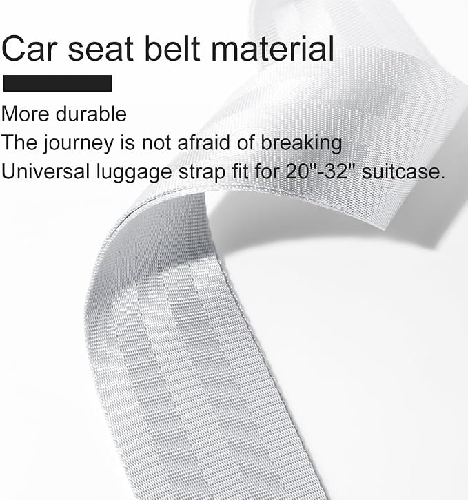 Veki Cross Luggage Straps Set TSA Approved with Lock Adjustable Travel Suitcase Belts Suitcase Tags with Name ID Card Packing Straps for Suitcases Strap Travel Accessories (Silver Gray*2pcs)