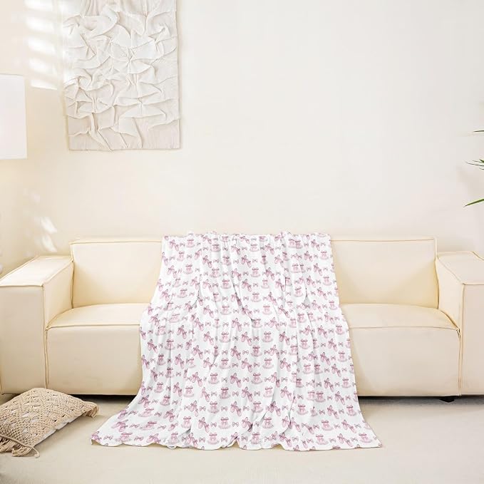 Girls Bow Couch Cover for Pets,Ribbon Bowknot Ballet Skirt Couch Covers for 2 Cushion Couch Sofa,Ballerina Toe Shoe Sofa Slipcover Kawaii Little Ballet Princess Throw Couch for Dogs,Kids,71" x 118"