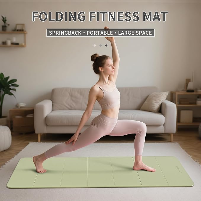 7-Fold Yoga Mat 70"x24" - 1/2 Inch Thick Folding Exercise Mat, Compact Non-Slip TPE Mat for Travel, Storage, Yoga & Home Gym, Lightweight & Portable