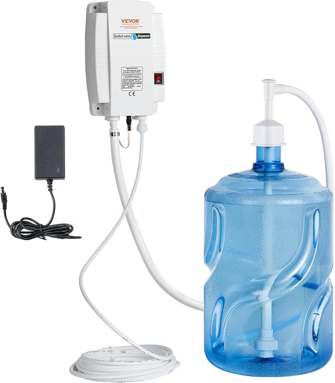 VEVOR Bottled Water Dispenser Pump System, 5 Gallon Dispensing System, Automatic Electric Water Dispenser, Single Inlet Water Jug Pump, Compatible Use with Coffee/Tea Machine, Refrigerator, Ice Maker