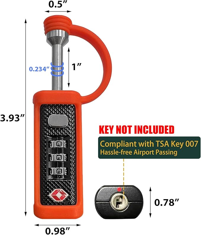 LAFENLIN 4-Pack TSA-Approved Gun Case Locks for Secure Firearm Transport & Storage, Cut-Proof Heavy Duty Padlocks Fit Gun, Rifle, Handgun, & Pistol Travel Cases, Orange