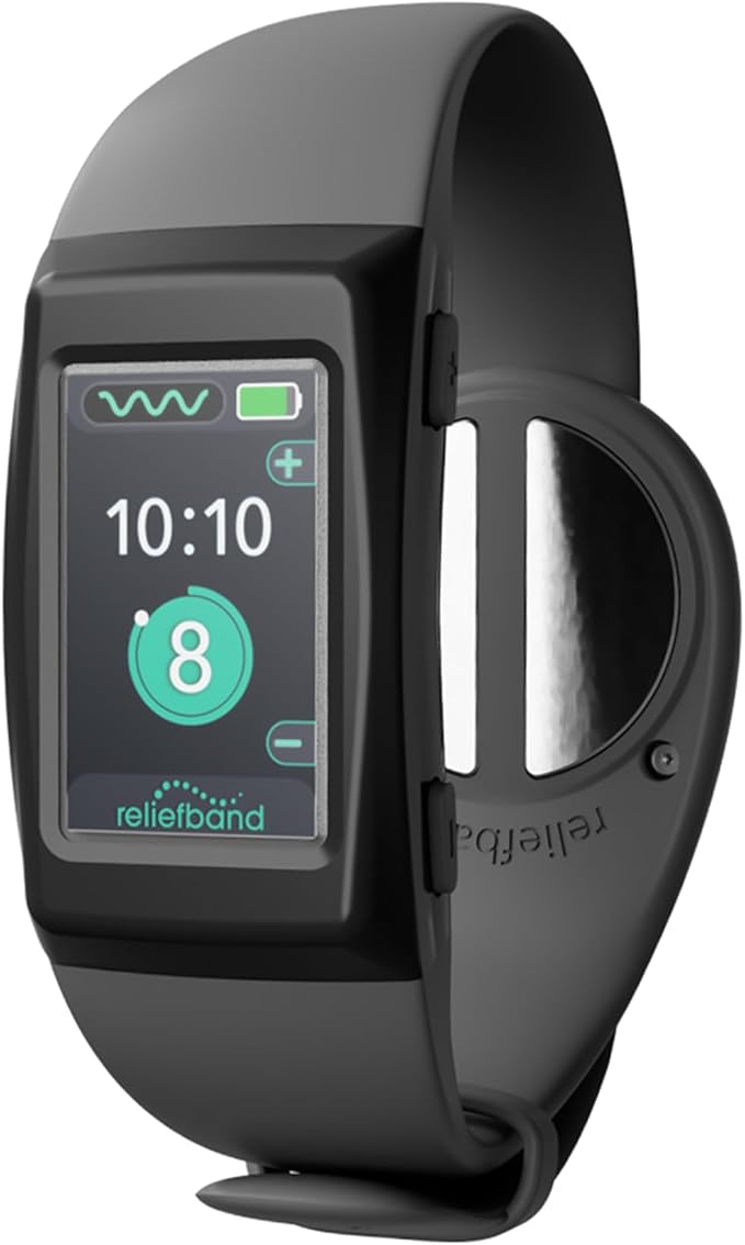 Reliefband Premier+ Anti-Nausea Wristband with Conductivity Gel - FDA-Cleared, Drug-Free, Fast-Acting Relief for Motion Sickness, Travel, Anxiety & Migraines - Smart Display, Rechargeable