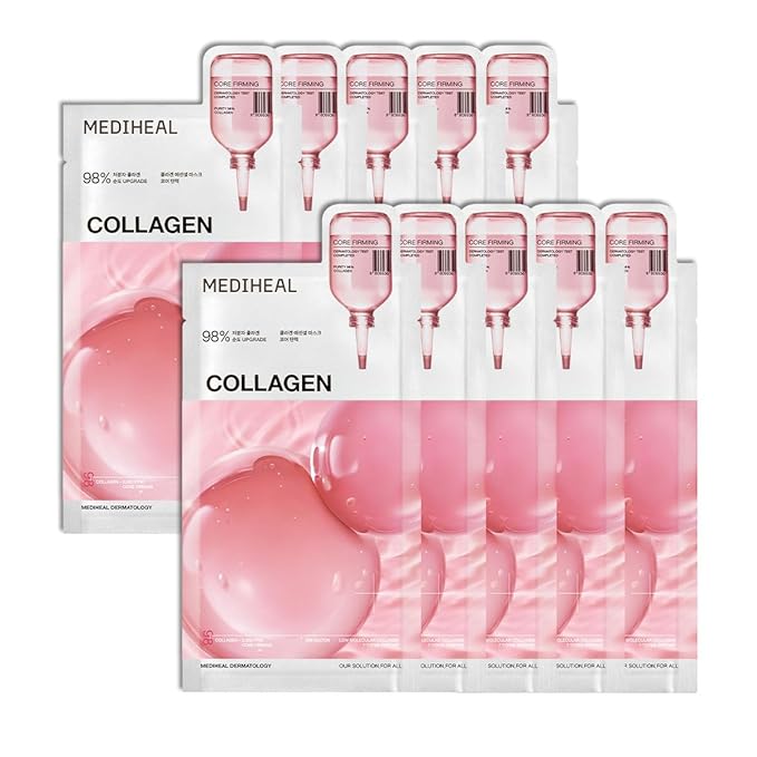 Mediheal Essential Face Mask [Skin Firming] 10 pcs. for Plumping Hydration, Glass Skin & Skin Nourishment - Travel Essentials, Korean Beauty Sheet Mask