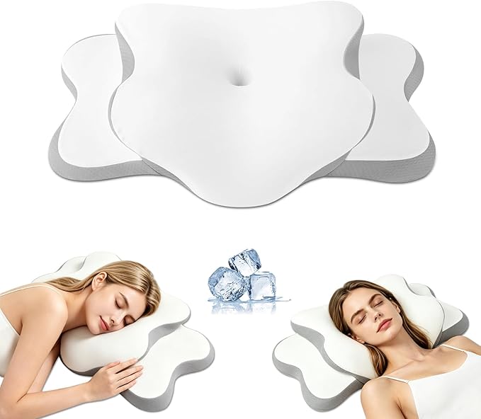 Cervical Neck Pillow for Neck Pain Relief & Side Sleeper | Ergonomic Pillow for Sleep Apnea, Neck Pain, and Snoring Relief | Orthopedic Memory Foam with Ergonomic Neck Support, White, Standard