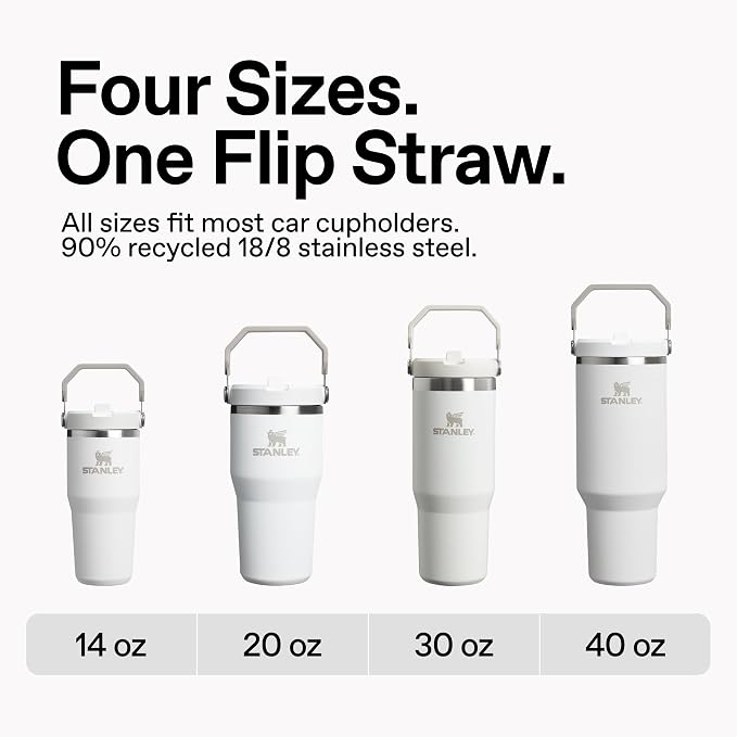 STANLEY IceFlow 2.0 Flip Straw Tumbler with Handle 30 oz | Twist On Lid and Flip Up Straw | Leak Resistant Water Bottle | Insulated Stainless Steel | BPA-Free | Dark Navy