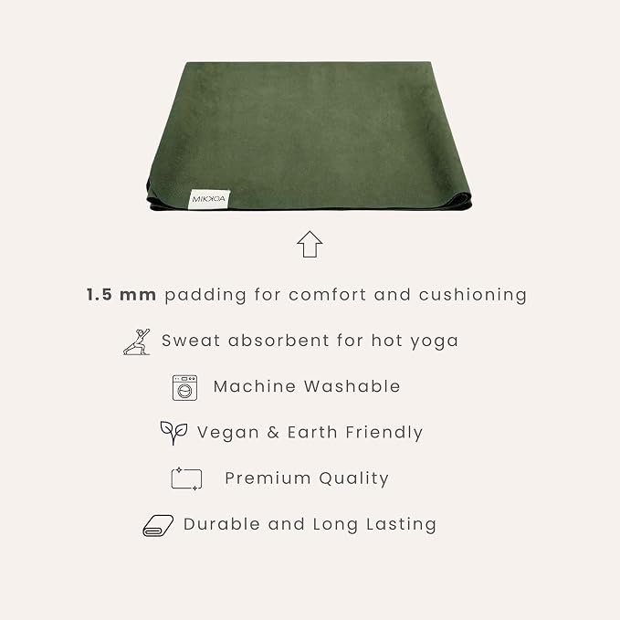 Travel Yoga Mat 1.5mm | Foldable, Lightweight Mat | Use for Travel, Backpacking, Yoga Retreat, Outdoors, Gym, Pilates, Machine Washable, Eco-Friendly