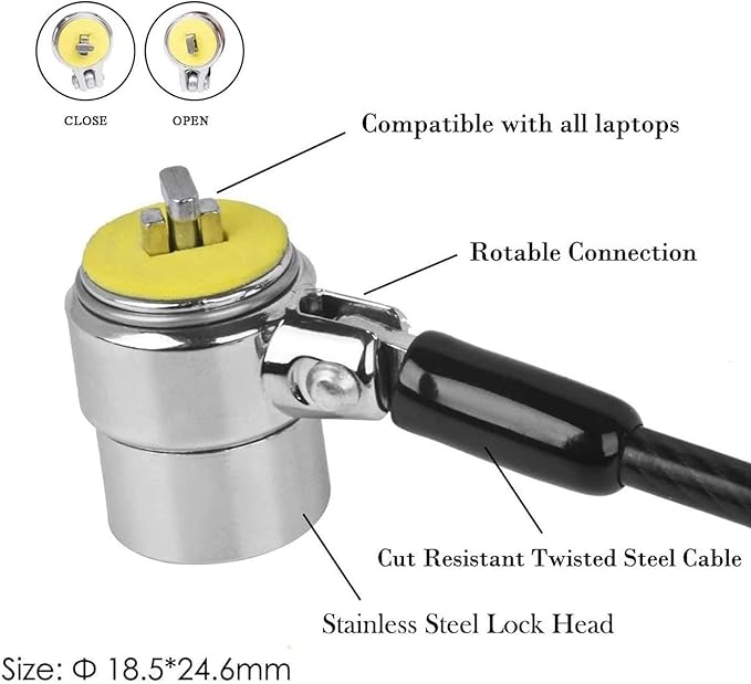 Laptop Cable Lock, Hardware Security Cable Lock with Keys, Anti Theft Combination Lock Compatible with Laptop Monitor Tablet Surface Projector and Other Electronic Devices (1 Pack)