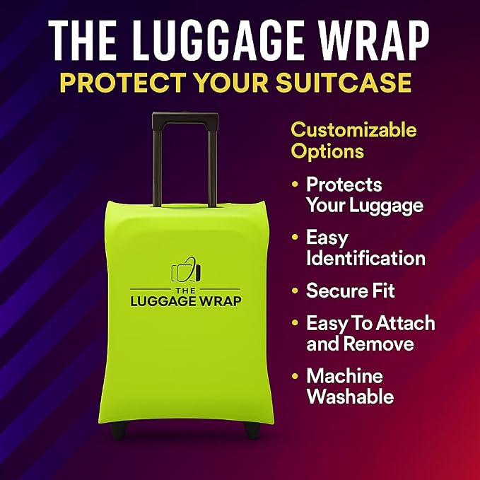 Small, Lemony Lime Green Water-Resistant Luggage Covers for Suitcase TSA Approved for 19"-21" - Durable Patented Design Suitcase Covers for Luggage, Fundas para Maletas, Travel Accessories