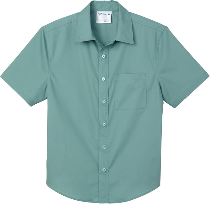 Silverts Men’s Adaptive Clothing Magnetic Button Shirt, Assisted Dressing Short Sleeve Top for Elderly, Rehab & Care Wear