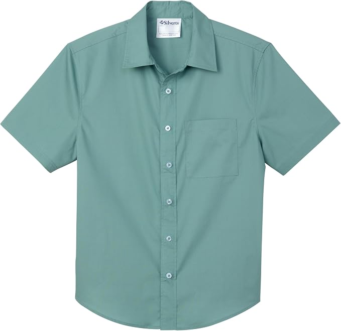 Silverts Men’s Adaptive Clothing Magnetic Button Shirt, Assisted Dressing Short Sleeve Top for Elderly, Rehab & Care Wear