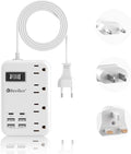 European Travel Plug Adapter, US to Europe Travel Power Strip with 6 USB(2 USB C) 4 Outlets, International Universal Travel Power Adapter with 3ft Extension Cord for EU UK France Italy Germany Cruise
