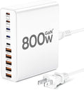 800W USB C Charger Block,10-Port Charging Station GaN Fast Charging Type C & USB A Wall Charger Adapter for MacBook Pro/Air,iPhone,iPad,Dell XPS,Samsung Galaxy(White)