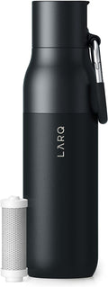 LARQ Bottle Filtered – Insulated Stainless Steel Water Bottle with Filter Straw, Removes Chlorine, PFAS Lead, BPA-Free Leak Proof Flip Top, 24h Cold for Travel Gym Office, 17 oz, Obsidian Black
