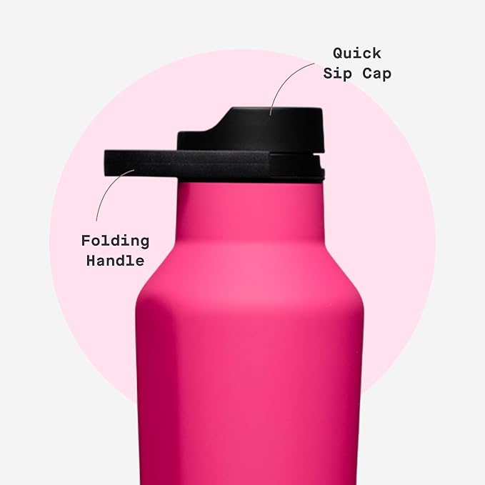 Corkcicle Sport Canteen - Keeps Drinks Cold 25 Hours - Stainless Steel Water Bottle - Triple-Insulated - Spill-Proof - Summer Drinkware Gift - Keeps Drinks Ice Cold - 32 oz - Dragonfruit