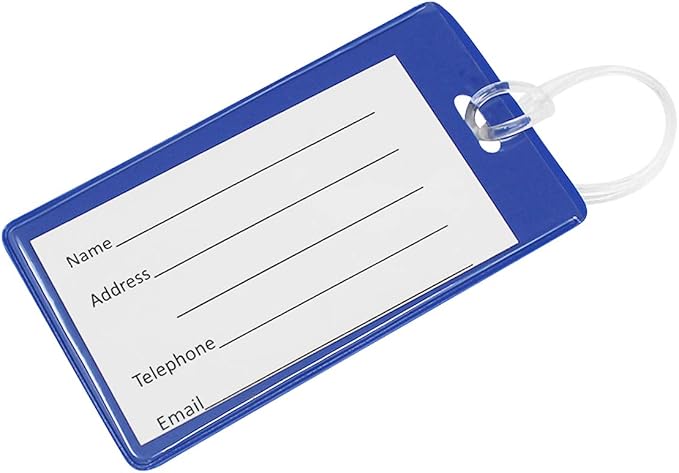 Bulk 100 Pack - Vivid Backpack ID Luggage Tags for Student Identification Cards - School Name Badge Holder for Backpacks - Business Card Size with Clear Insert Window by Specialist ID (Blue)
