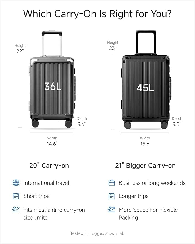 LUGGEX Carry On Luggage with Spinner Wheels, 8010S Aluminum Frame Zipperless Polycarbonate Hard Shell Suitcase (ZX-Core, Silver Ivory, 20 Inch)