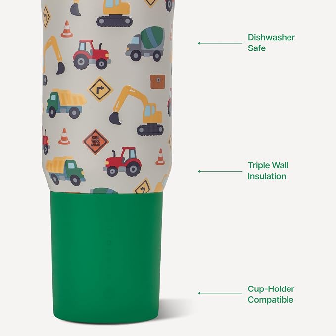 HydroJug Sport - Stainless Steel Tumbler with Straw, Vacuum Insulated, 20oz Leakproof Water Bottle, Ergonomic Design, Dishwasher Safe, Rubber Base, Durable for Gym or Outdoors, Under Construction