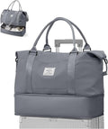Travel Duffel Bag, 18x14x8 Inches Travel Bag Spirit with Shoes Compartment, Weekender Overnight Bag for Women with Trolley Sleeve, Carry On Bag for Airplanes Sport Tote Gym Bag(Grey).