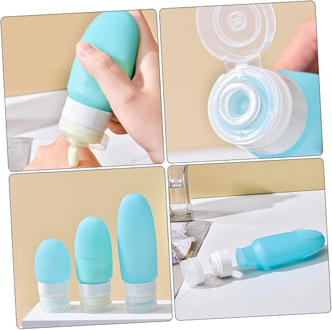 DOITOOL 6pcs Travel Leakproof Silicone Bottles Set for Shampoo Conditioner Lotion Refillable Squeeze Containers for Toiletries for Outdoor Business and Travel