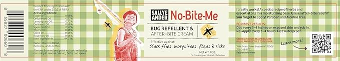 SALLYEANDER No Bite Me Natural Bug & Insect Repellent Lotion - DEET-Free Anti-Itch Cream - Safe for Kids, Infants & Adults - Repels Mosquitoes, Black Flies, and Fleas - Made in USA, 8oz