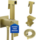 Arofa Warm Water Bidet Sprayer for Toilet with Hot and Cold Rough-in Valve, Hands-Free Handheld Jet Spray with Adjustable Water Flow, Square Toilet Sprayer with Bidet Hose for Feminine Wash, Gold