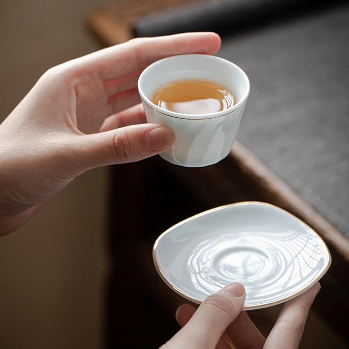 Chinese tea set, Kung fu tea set with 6 cups, Handle lifting Gongfu teaset, Home Office Outdoor Hotel (TilangB 6cups)