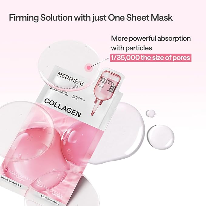 Mediheal Essential Face Mask [Skin Firming] 10 pcs. for Plumping Hydration, Glass Skin & Skin Nourishment - Travel Essentials, Korean Beauty Sheet Mask