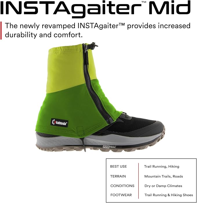 Kahtoola INSTAgaiter Mid Gaiters for Hiking, Trail Running in Mud & Snow