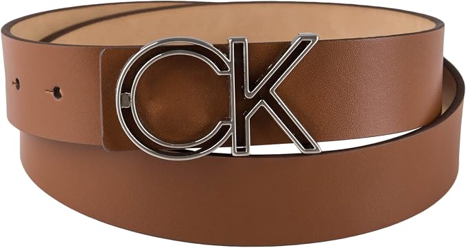 Calvin Klein Men’s CK Monogram Cut Out Buckle Belt – Casual Belt for Jeans & Everyday Wear