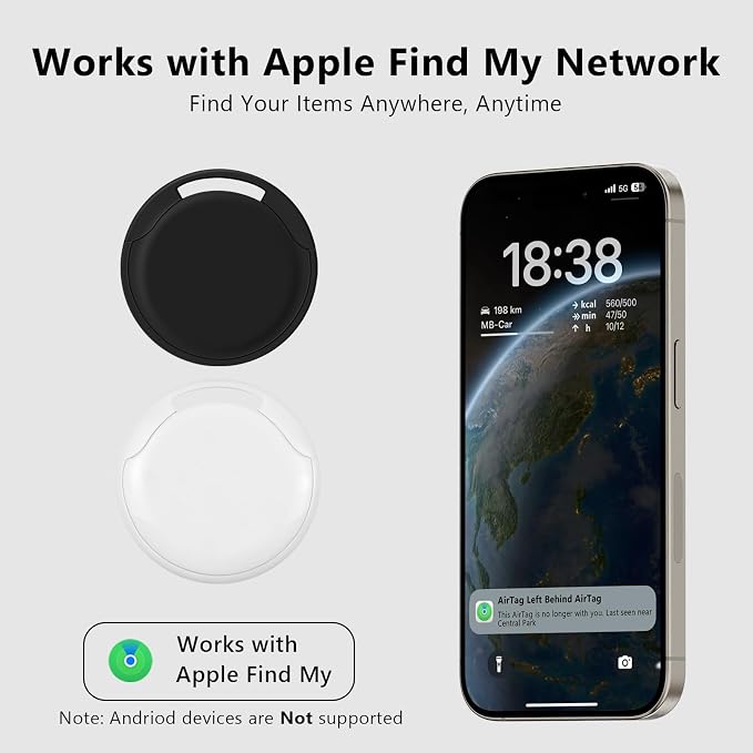 Air Tracker Tags-4Pack, Smart Bluetooth Tracker Tag, Works with Apple Find My APP (iOS Only), Keys Finder and Item Locator for Luggage, Backpack, Suitcase, Pets and more, Waterproof Tracking Tag