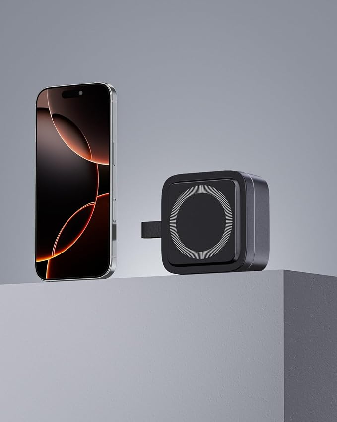 3 in 1 Wireless Charging Station for Apple Devices, Magnetic Foldable Travel Fast Charger Stand Compatible with MagSafe for iPhone Air/17/16/15/14/13/12 Series, Apple Watch & AirPods Pro/4/3/2-Black